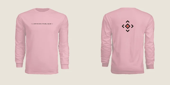 The Long Sleeve in pink, front and back.